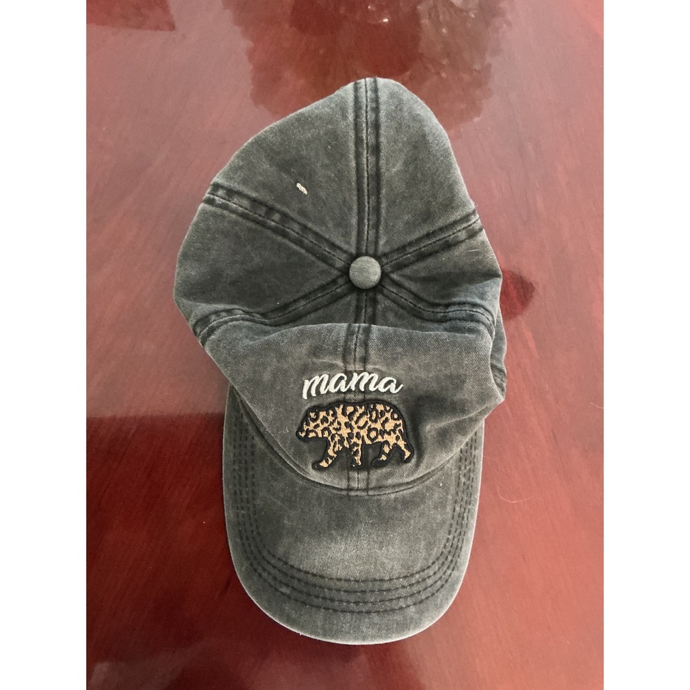 David and Young Mama Bear Leopard Print Patch Baseball Cap Gray Mom Hat Gift - Picture 3 of 3